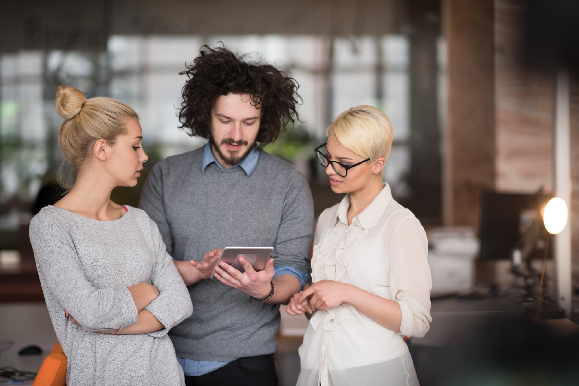 group business people preparing meeting discussing ideas using digital tablet 530697 18451